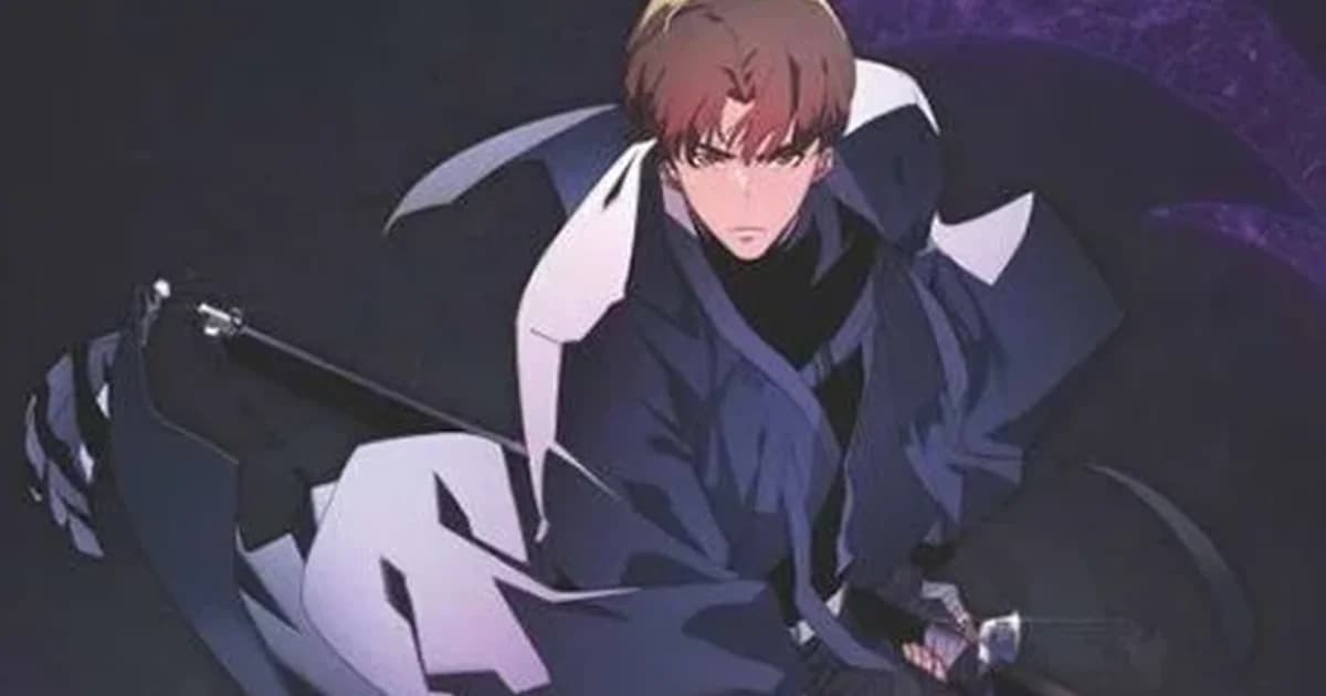 7FATES: CHAKHO official volume 1 cover art, a sword-wielding hunter in a dark coat crouched against a purple tiger-spirit backdrop, HYBE and WEBTOON branding visible