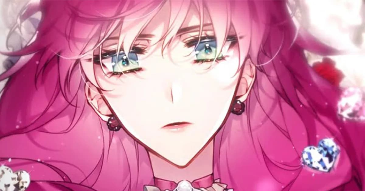 A row of otome isekai heroines in ornate court gowns standing before a storybook palace, each holding a glowing thread of the plot they intend to rewrite