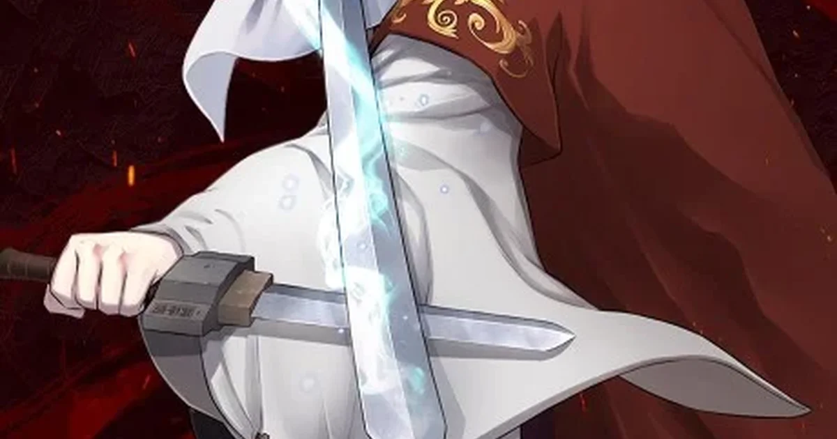 Absolute Sword Sense cover art of Woonhwi So gripping a spirit-energy dagger, murim sect warriors closing in around him
