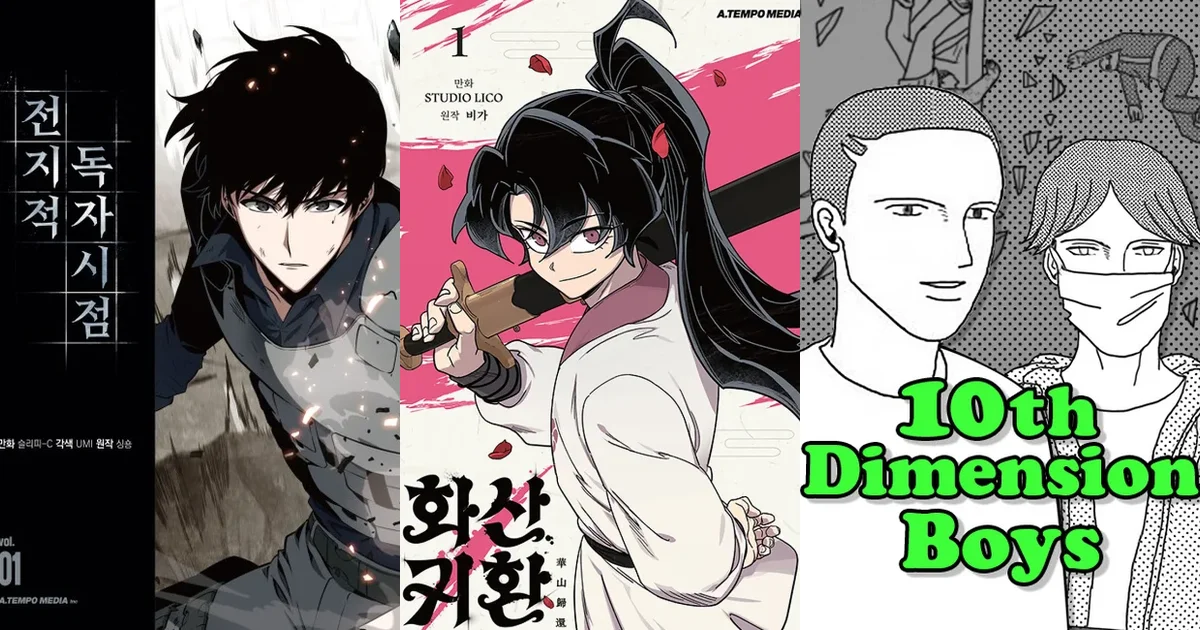 Collage of top-rated manhwa covers including Omniscient Reader's Viewpoint, Return of the Blossoming Blade, Bastard, and Weak Hero arranged in a tier grid