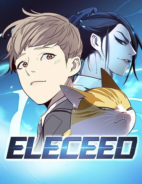 Eleceed manhwa cover with Jiwoo and the cat-form Kayden White