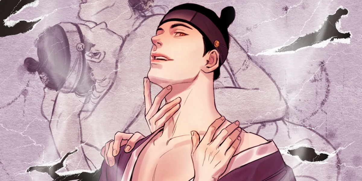 Painter of the Night manhwa cover art showing Baek Nakyum and Yoon Seungho in dramatic confrontation